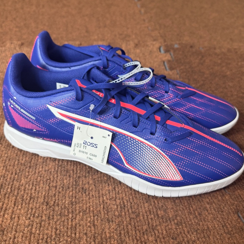 New Puma Ultra Play TT Mens Soccer Cleats Blue Pink Turf Shoes 107905-01 Size 11